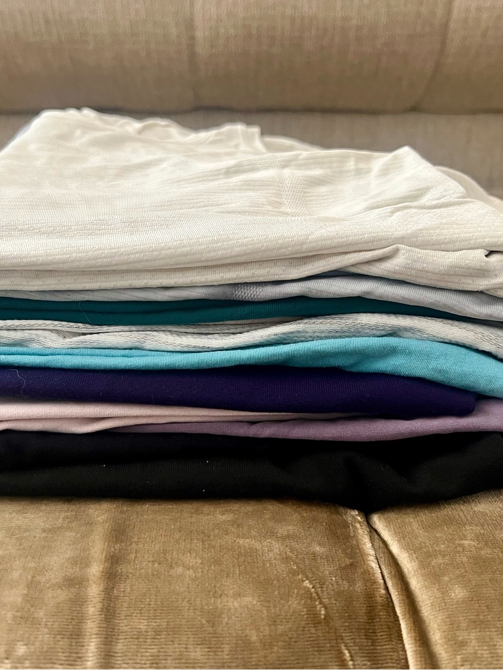 Lululemon - Stack of Assorted workout tanks. Neutrals & Jewel Tones
